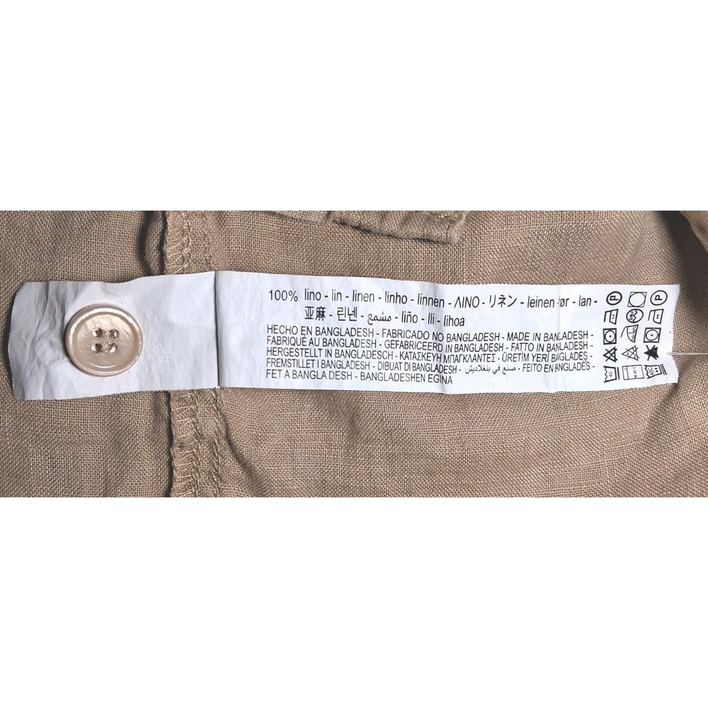 Zara Womens 100% Linen Cropped Button Down Shirt Brown Medium Boxy minimalist - Picture 8 of 9